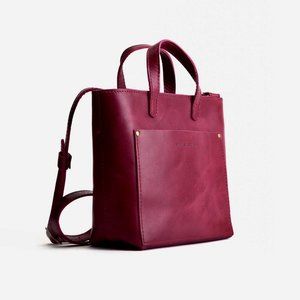 Portland Leather Mini Crossbody Tote, Cranberry, EUC